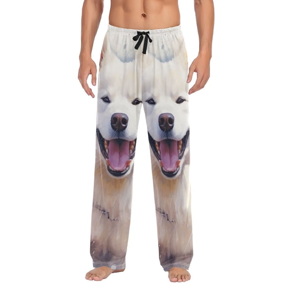JSTEL Samoyed Dog Cute Men's Sleepwear Mens Pajama Pants Bottoms with Pockets, S