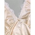 thumbnail image 5 of Champagne Halter Neck Lace Trim Satin A-Line Mini Dress For Women, 5 of 5