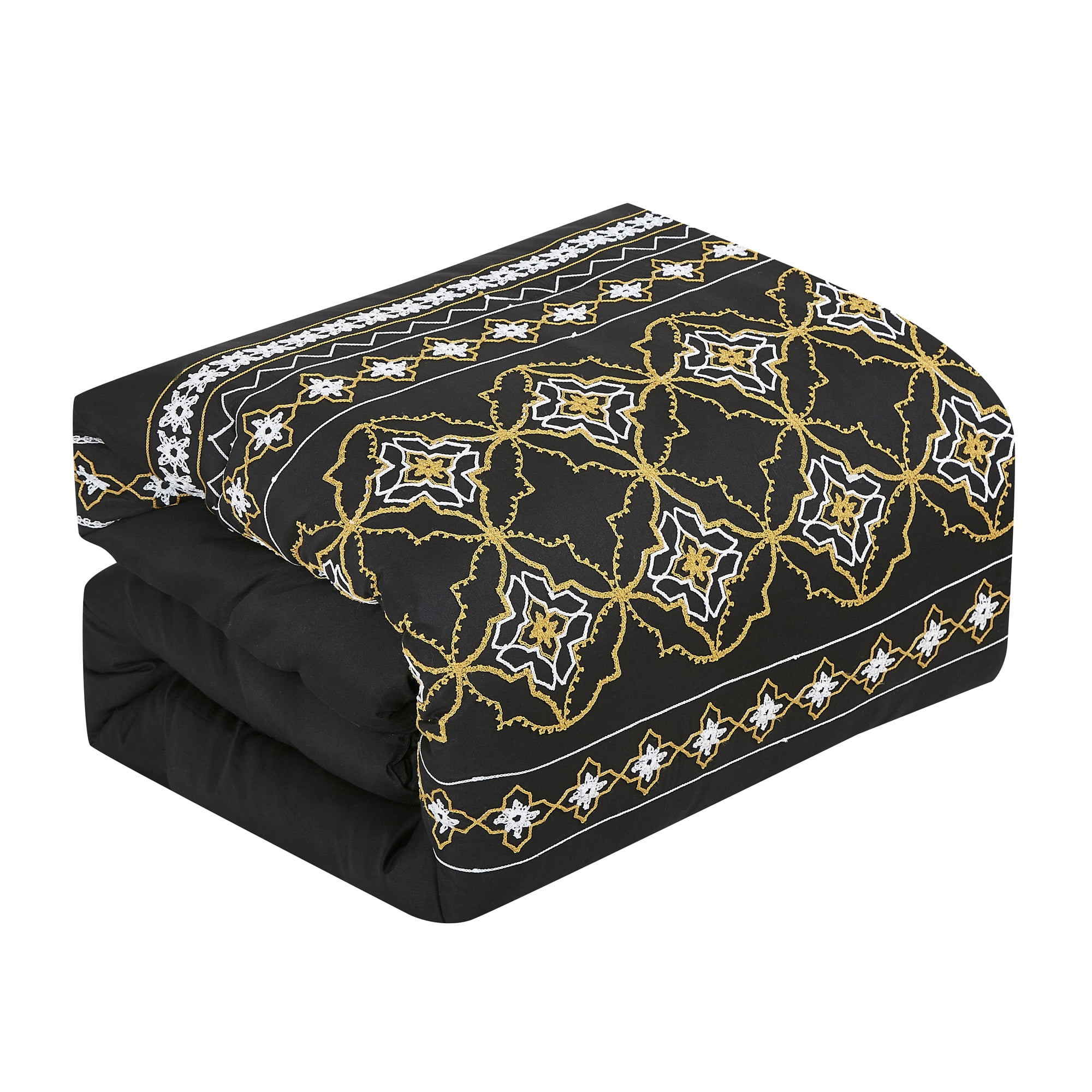 EvJk 7-Piece Luxury Comforter Set, Ornate Embroidered Artistry, King