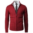 thumbnail image 3 of H2H Mens Casual Slim Fit Cardigan Sweater Cable Knitted Button Down Stand Collar (CMOCAL036), 3 of 6