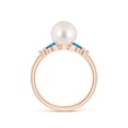 thumbnail image 2 of ANGARA Freshwater Cultured Pearl & Swiss Blue Topaz Butterfly Ring in 14K Rose Gold for Women | June Birthstone, Birthday, Anniversary, Jewelry Gift for Women | Pearl Ring, 2 of 8