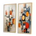 thumbnail image 3 of Designart "Constructed Horizons in Constructivism VI" Constructivism Framed Wall Art Set Of 2 - Orange Abstract Framed Canvas Set For Living Room Decor, 3 of 7