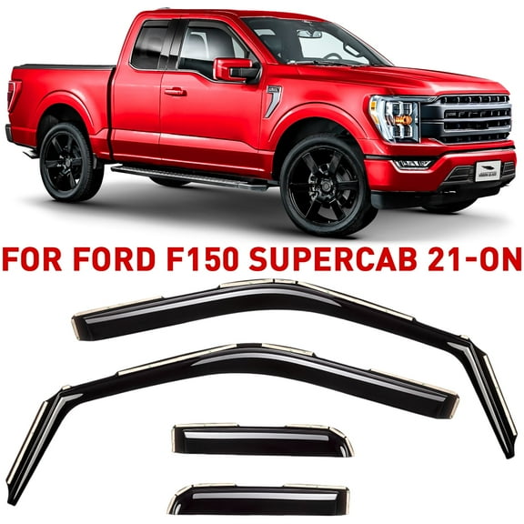 Voron Glass in-Channel Extra Durable Rain Guards for Ford F150 2021-2026 SuperCab, Window Deflectors, Vent Window Visors, 4 Pieces - 200908