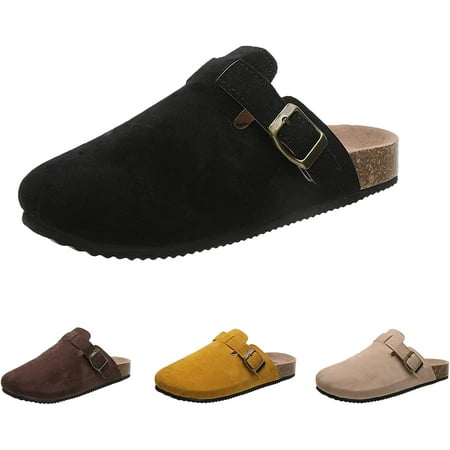 

Womens Cork Slippers Soft Clogs for Women Womens Clogs-Mules House Slipers with Arch Support and Adjustable Buckle