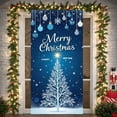 thumbnail image 3 of Blue Theme Christmas Banner White Christmas Tree New Year Display Golden Star Snowflake Design Holiday Backdrop for Christmas Party New Year Celebration Indoor Decoration, 3 of 9