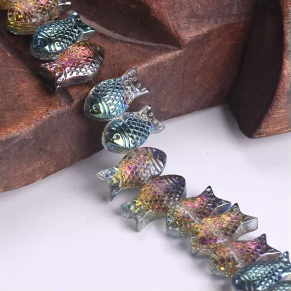 U8MO 10pcs 15x8mm Glossy Fish Shape Crystal Glass Loose Beads For Jewelry Making-Rose Green