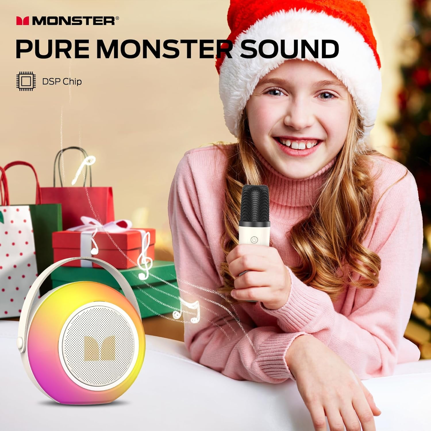 Monster MS62112 Hotshot Plus Portable Bluetooth Speakers, Mini Karaoke Machine, S15-White