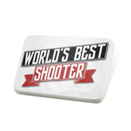 Porcelein Pin Worlds Best Shooter Lapel Badge –