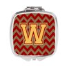 Carolines Treasures CJ1048-WSCM Letter W Chevron Garnet & Gold Compact Mirror