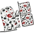 thumbnail image 2 of peyaoo Lips high Heels Oven Mitts and Pot Holders Sets for Kitchen 4 Pcs 7""X11"" Heat Resistant Baking Cooking, 2 of 6