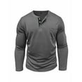 thumbnail image 4 of Royisotas Pullover Shirts for Men Long Sleeve Plain Tops Winter Henley Casual Pocket Big and Tall Gray Mens T Shirts, 4 of 7
