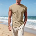 thumbnail image 5 of WULMLEO Mens Sleeveless Tank Tops Workout Muscle Athletic Cut Off Tee Shirts Casual Loose Lightweight Running Gym Sports Shirts Khaki M, 5 of 6