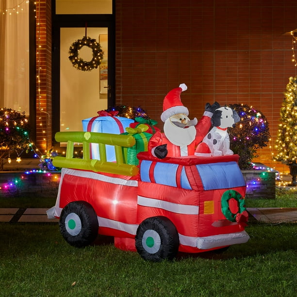 Glitzhome 7FT Lighted Inflatable Santa in Truck Decor - Walmart.com