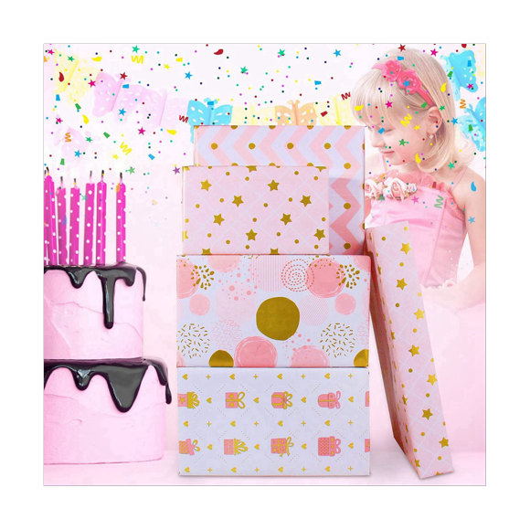 Pink Gold Birthday Girls Folded Sheets for Party,Wedding,'s Day,All Occasion