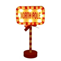 Christmas Vintage Lights North Pole Sign LED Light Street Wooden Tabletop Decoration Decor C