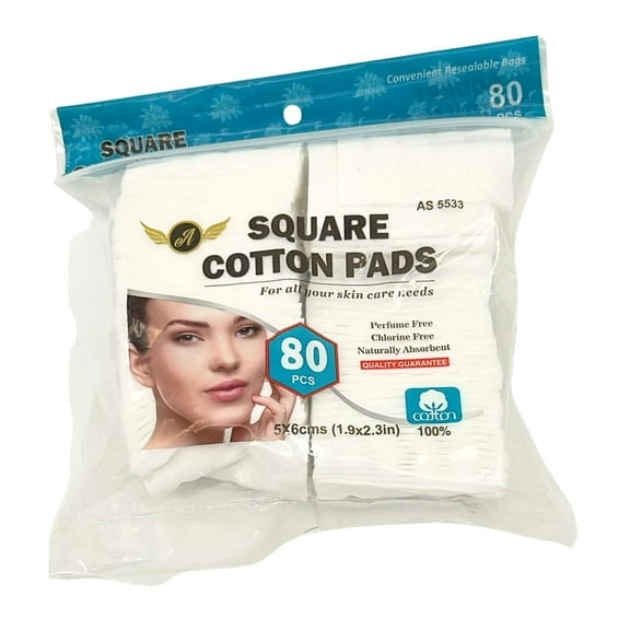 White Cotton Square Pads: 80CT