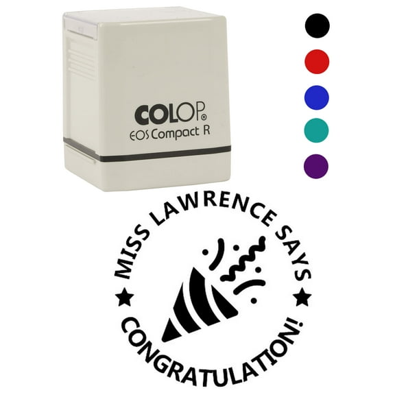 Printtoo Personalized Teachers Stamp Congratulation! Teachers Name Self-Inking Rubber Stamp Applause For School Classroom & Homework Supplies,Black - 30 x 30 mm