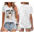 thumbnail image 2 of Boo-Jee Tshirt Boo Jee Ghost Shirt Women Spooky Season Halloween T-Shirt V-Neck, 2 of 8