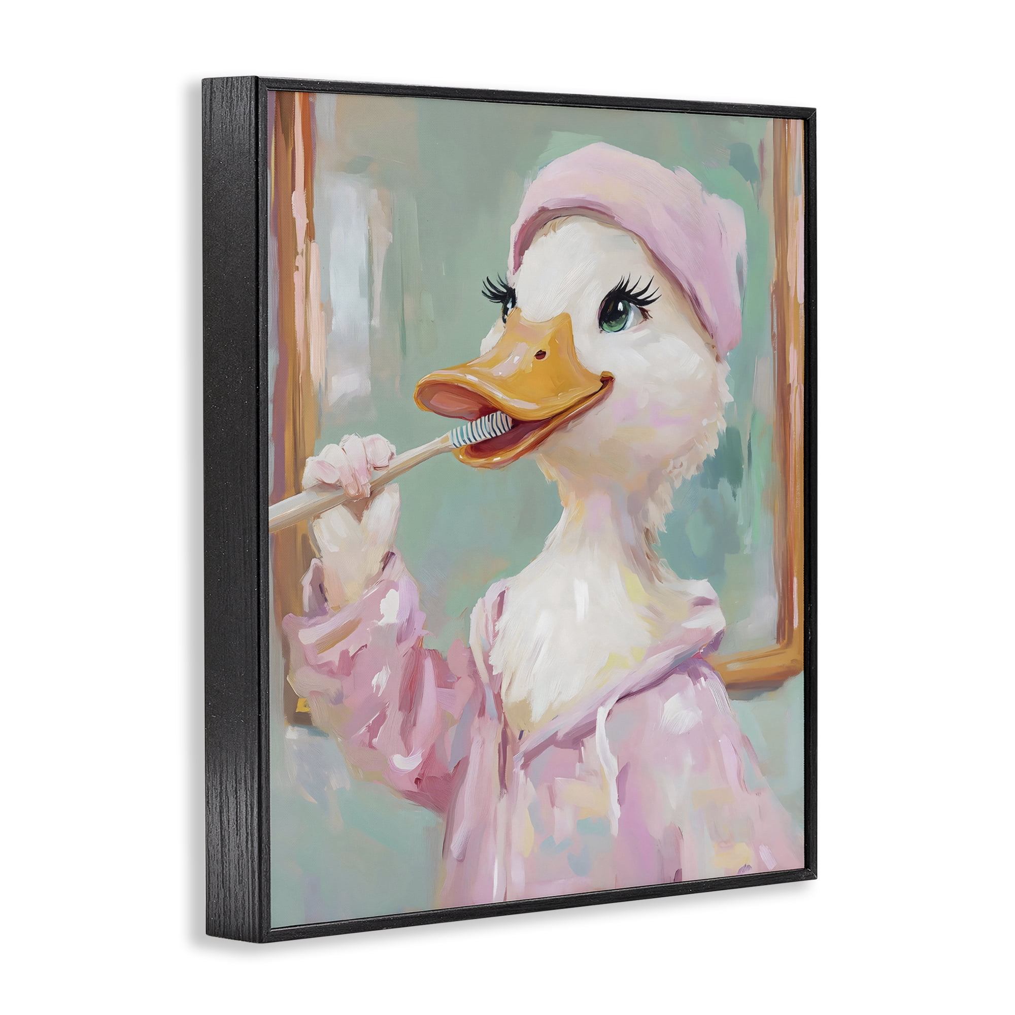 Stupell Industries Duck Brushing Teeth Black Framed Giclee Art, design by The Prints Vibe
