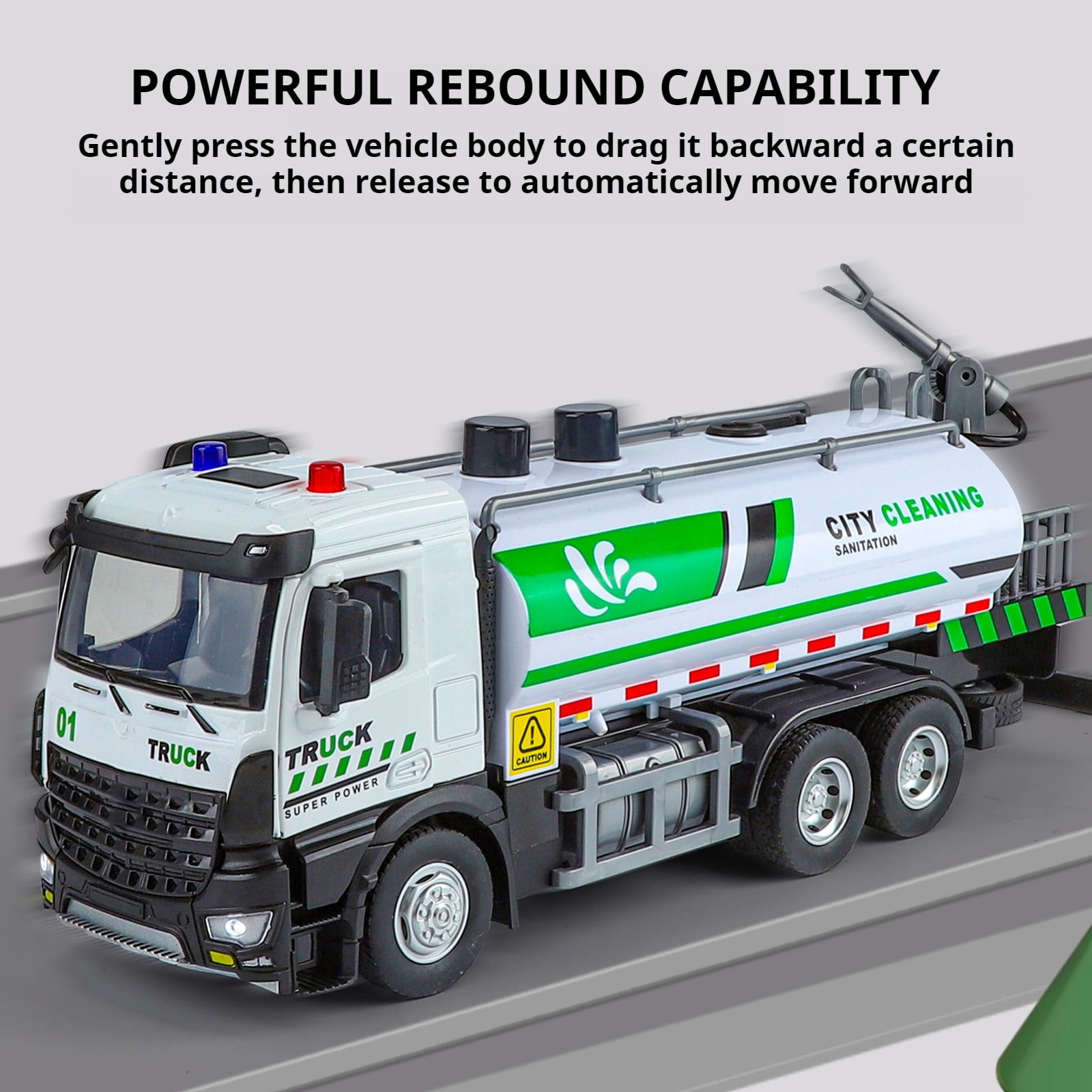 Anmyjuly Large Urban Sanitation Vehicle Alloy Diecast Truck Model City Sprinkler Truck Toys Multifunctional Children's Toys Gift for Kids