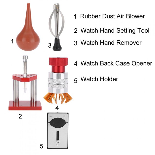 Case Opener, Watch Repair Kit, Watch Repair Set, Rubber Dust Air Blower, Back Case Opener, Manual Adjustment Tool, 5pcs