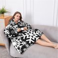 thumbnail image 5 of Oversized Wearable Blanket Hoodie,Black Christmas Snowflake Pattern Sherpa Blanket Hoodie with Super Pockets,Super Warm Fuzzy Pullover for Women & Men, 5 of 6