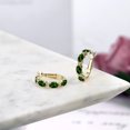 thumbnail image 4 of Gem Stone King 4.60 Ct Green Chrome Diopside White Diamond 18K Yellow Gold Plated Silver Hoop Earrings, 4 of 4
