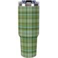 thumbnail image 2 of 40 oz Tumbler with Handle and Straw, Tumbler with Lid and Straw, Insulated Stainless Steel Travel Mug(Vintage, checked, green Black handle), 2 of 7