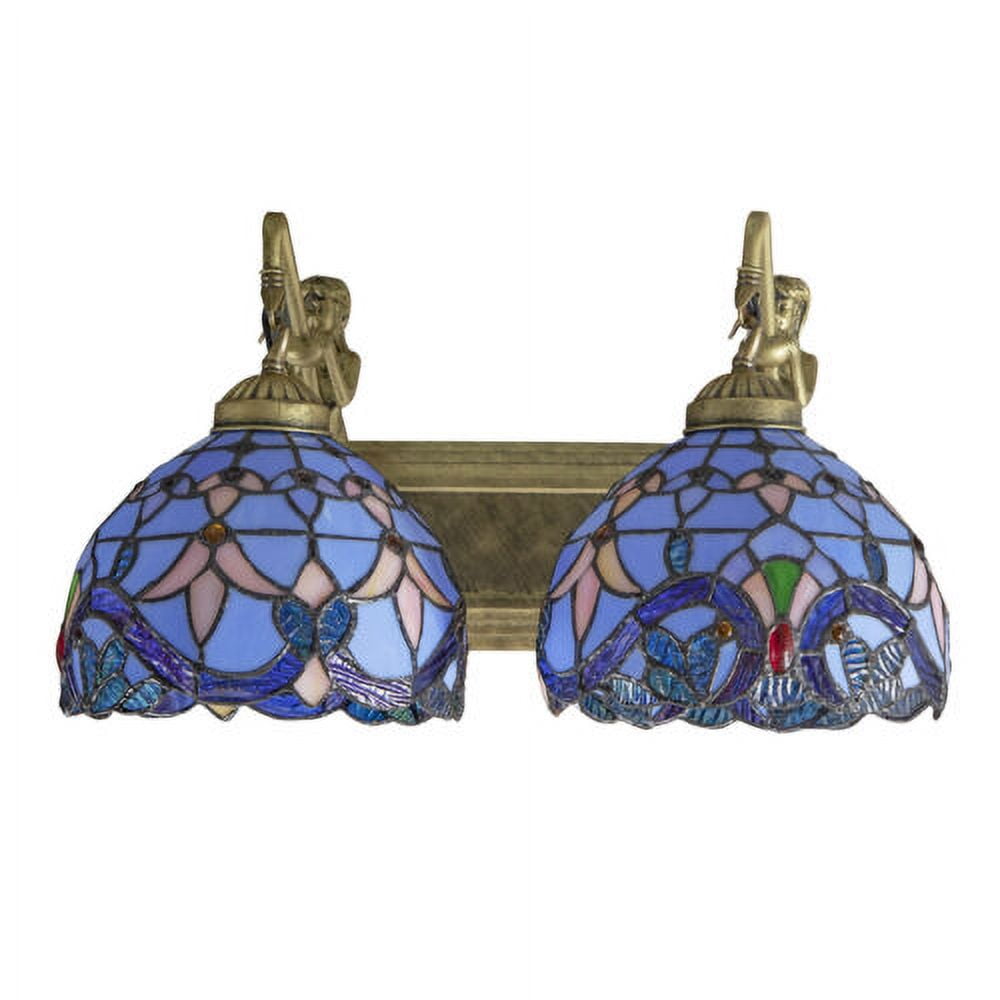 Indoor Tiffany Bathroom Vanity 2 Light Retro Stained Glass Wall Lighting Fixture