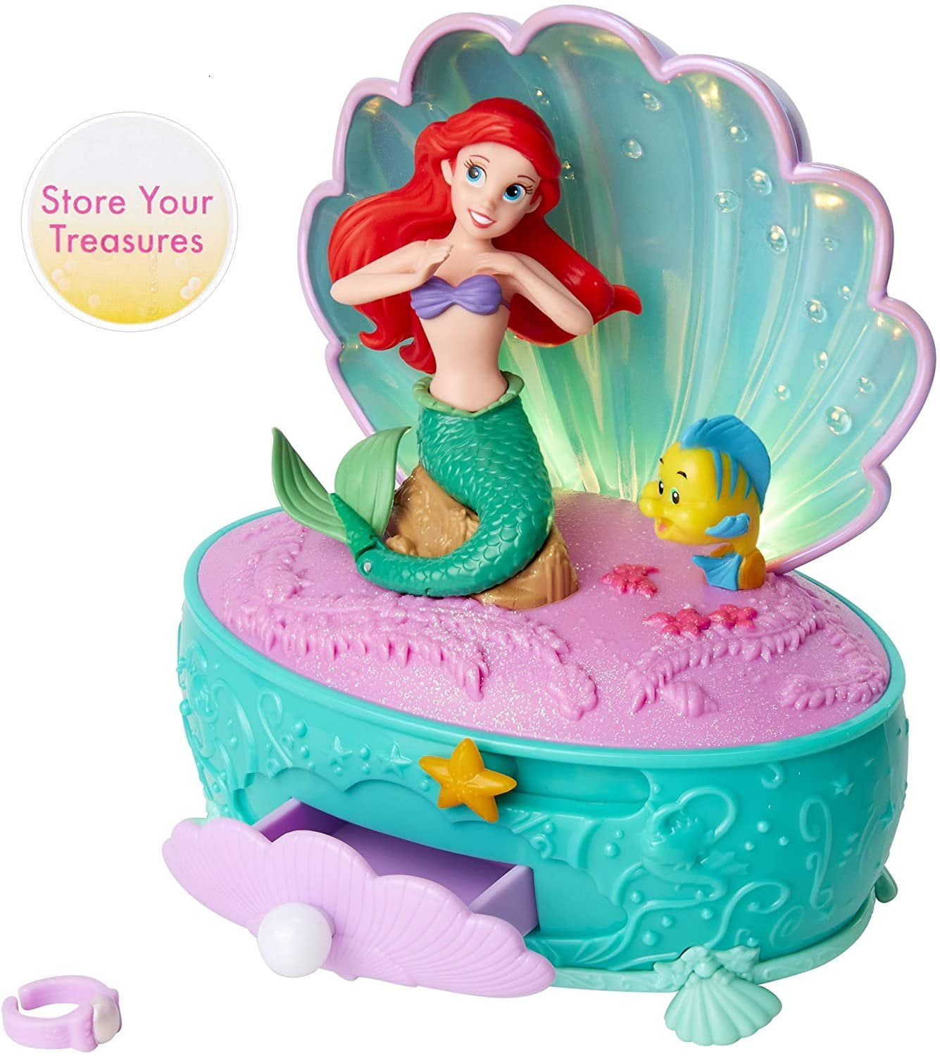 Disney Ariel Little Mermaid Jewelry Box with Detachable Mirror RARE HTF