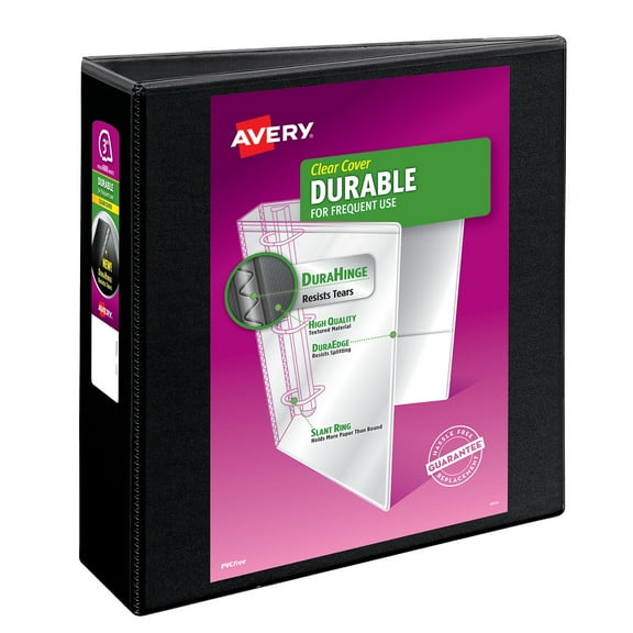 Avery Durable View 3 Ring Binder, 3" EZD Rings, 1 Black Binder