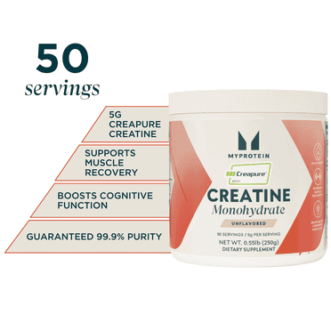 Myprotein Creapure® Creatine Monohydrate Powder, Strength & Power Support, 0.55 lb (50 Servings)