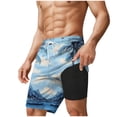 thumbnail image 6 of XUNKUSGA Mens Swim Trunks Fashion Tropical Hawaiian Printed Shorts Men with Compression Liner Lightweight Quick Dry Drawstring Elastic Waist Swim Trunks Men,Blue,S, 6 of 6