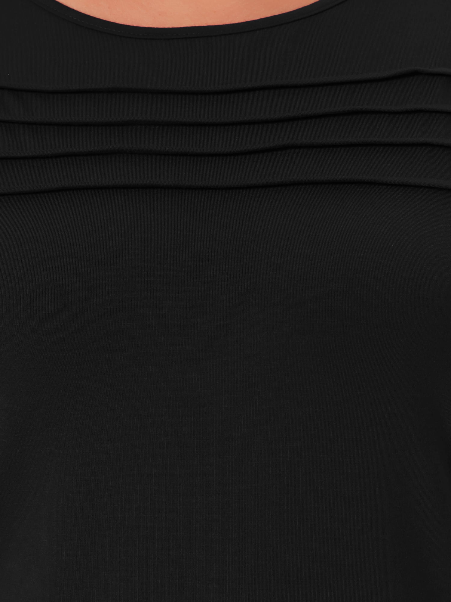 DARING DIVA Women's Plus Crew Neck T Shirt with Front Tucks 4X Black