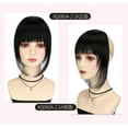 thumbnail image 2 of ERDOUY Synthetic Fiber Clip-On French Bangs Extensions, Women's Thick Fringe Hairpieces with Temple Clips, Easy-to-Wear Clip In Bangs Hair Accessories, Black, 2 of 4