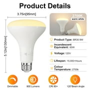TJOY 6 Pack BR30 Led Bulbs 65W Equivalent, Dimmable Indoor Flood Lights Bulb, E26 Base, 2700K Soft White, 9W, 800 LM, Recessed Lighting Bulb for Ceiling, Recessed Can, Living Room and Kitchen