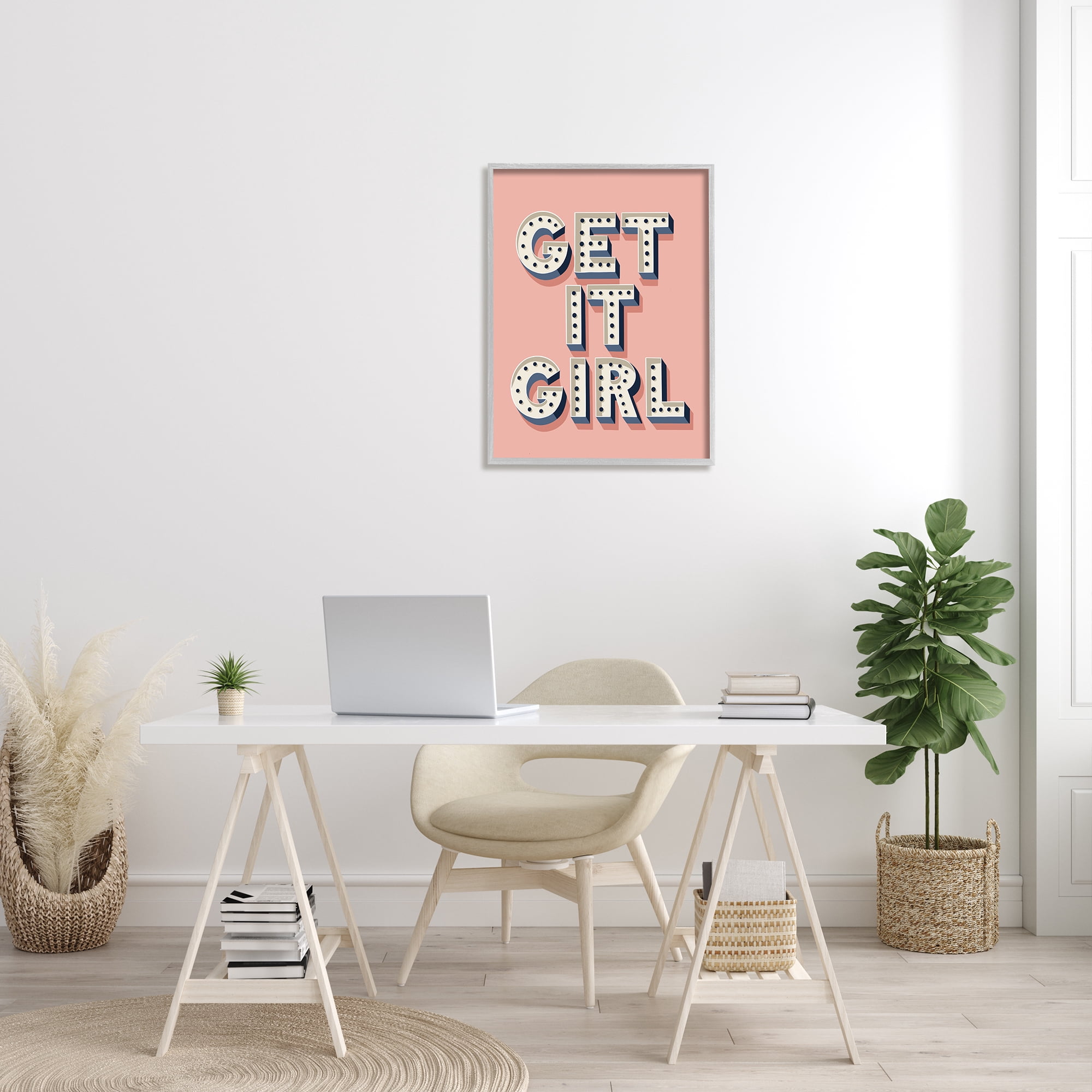 Stupell Industries Get It Girl Bold Polka Dot Typography over Pink, 24 x 30, Designed by Jo Taylor