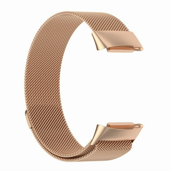 FIEWESEY Mesh Watch Band for Charge 5 Charge 6 Replacement Metal Bands , Stainless Steel Magnetic Milanese Watch Band Strap For Charge 5 / Charge 6 Smartwatch Wristband - Rose Gold