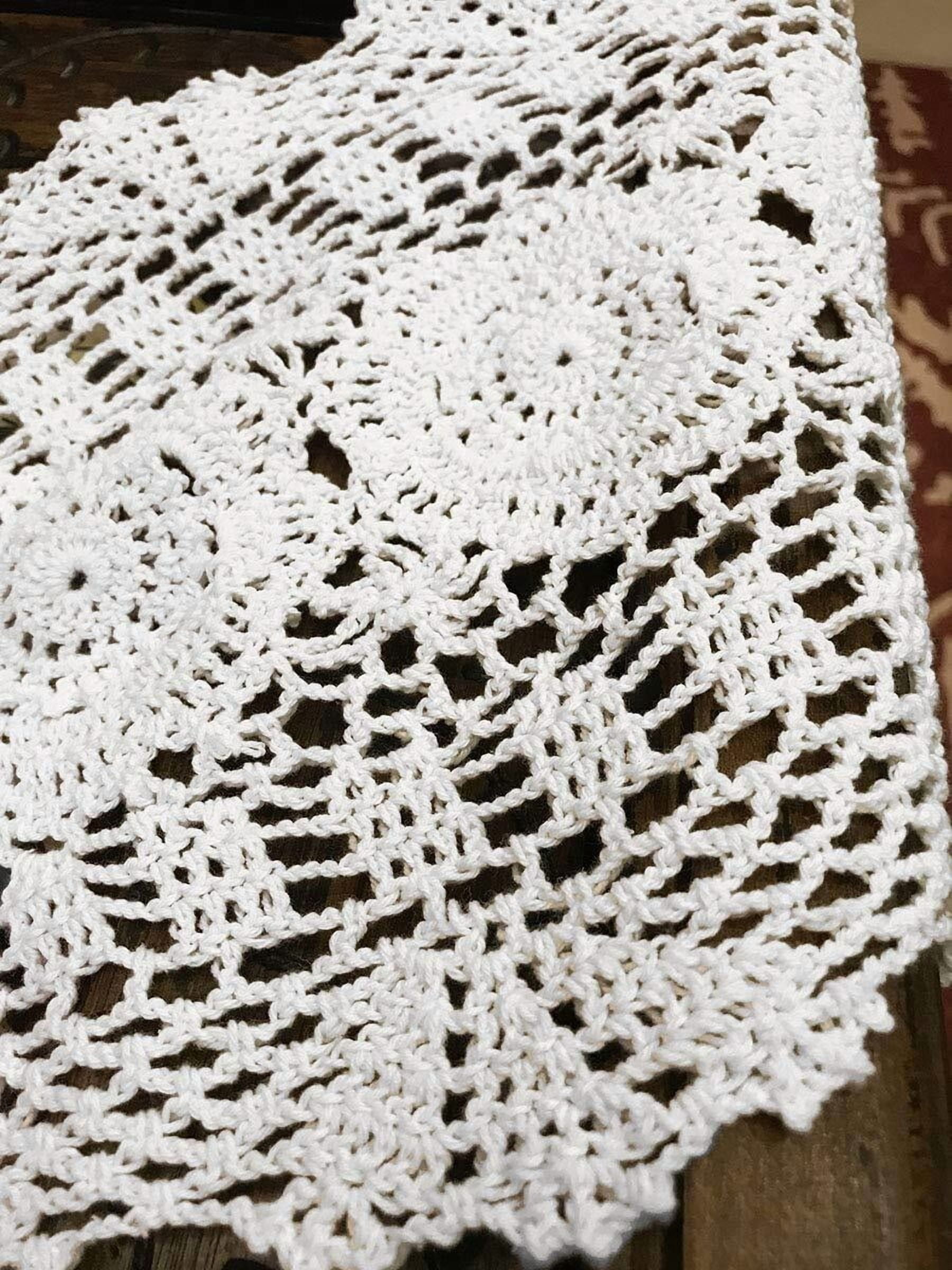 Handmade Crochet Cotton Table Runner Lace Doilies Doily Oval Dresser Scarves,11.8 by 35 Inches.