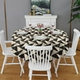 thumbnail image 2 of Black Beige Chevron Pattern Round Tablecloth 60"x60",Wrinkle Wipeable Table Cloth for Kitchen Dining Room Picnic Patio Party, 2 of 6