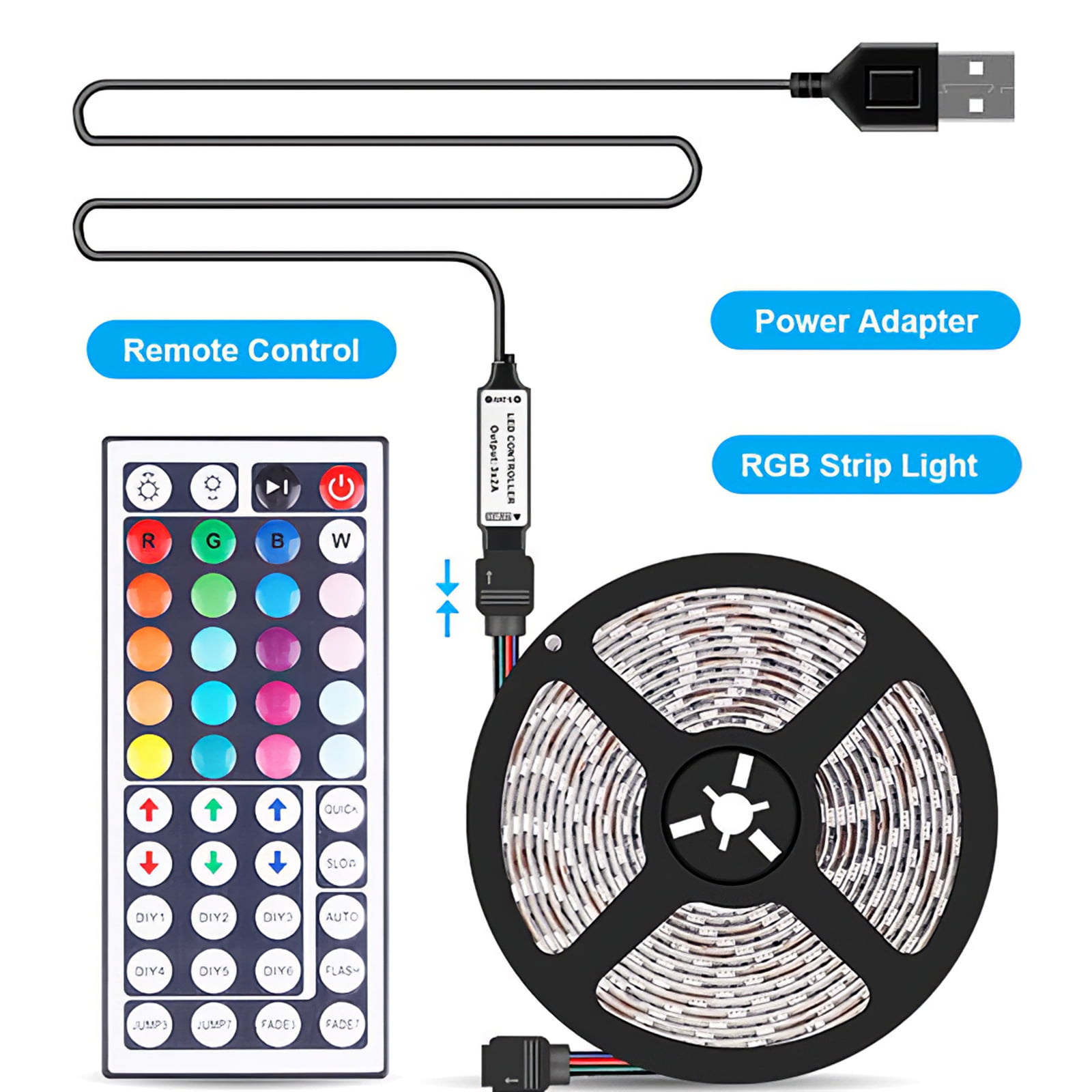 PCB Black 10M 5M 5050 RGB SMD LED Strip Light 20 Key Music Remote Power Adapter PCB Black 10M 5M 5050 RGB SMD LED Strip Light 20 Key Music Remote Power Adapter