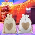 thumbnail image 2 of MTFun 20 Pcs/Set of Wear-Resistant Cotton and Linen Small Cloth Bag White Heart-Shaped Printed Drawstring Bag, 2 of 11