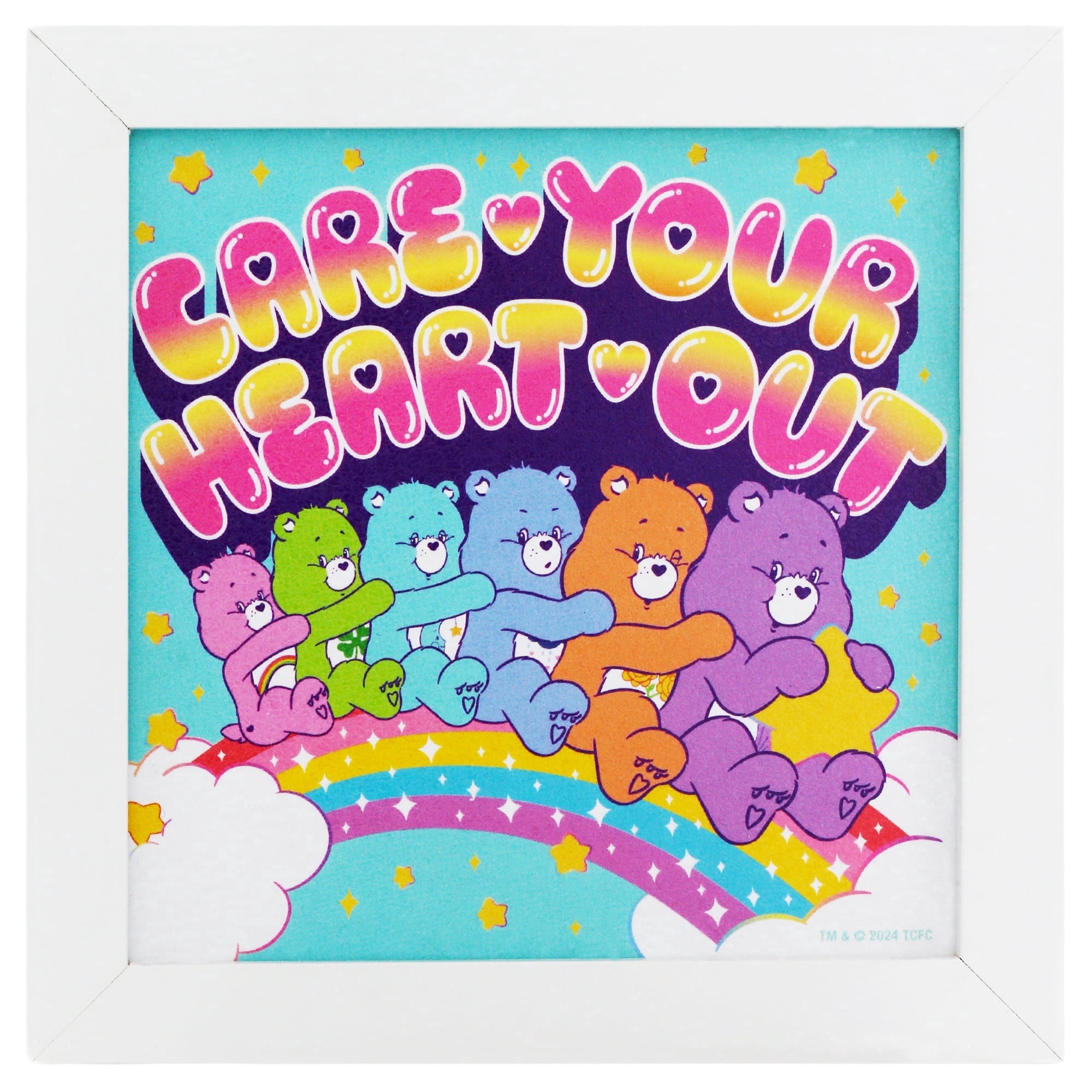 (2 pack) Silver Buffalo Care Bears Gel Coat 6"x6" Framed MDF Modern Wall Art