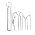 thumbnail image 1 of 1 Set Metal Toothpick High Durability Rust-proof Stainless Steel Metal Portable Toothpick Flosser with Storage Case Set for Home, 1 of 10