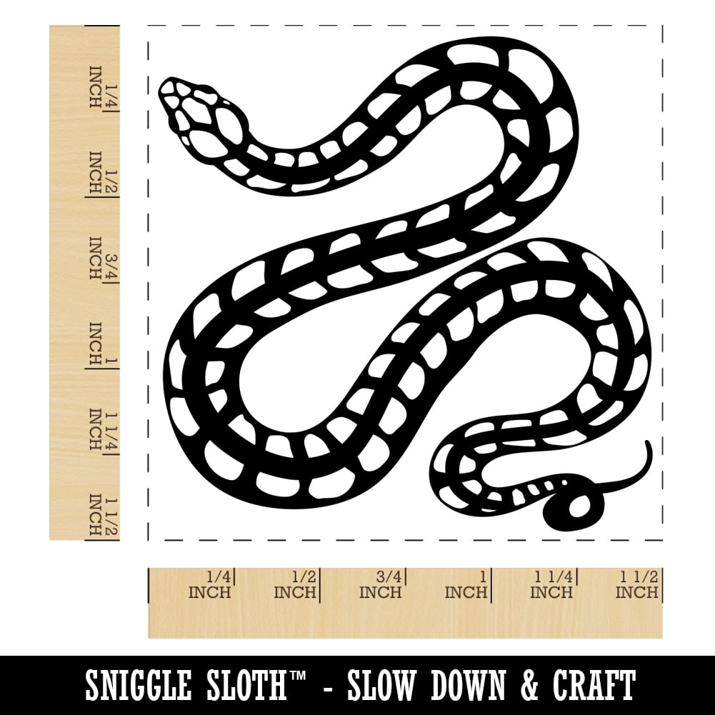Winding Striped Snake Self-Inking Rubber Stamp Ink Stamper - Blue Ink - Large 1-1/2 Inch