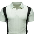 thumbnail image 2 of Ceisia Men's Textured Knit Quarter-Zip Polo Shirt with Color Block Design Green XL Gifts for Father, 2 of 5