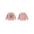 thumbnail image 2 of Rovasas Toddler Baby Girl Fall Sweater Bow Football Embroidered Crew Neck Long Sleeve Knit Tops, 2 of 9
