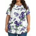 thumbnail image 4 of KOITHOT Womens Plus Size Tops Tunic Short Sleeve Crew Neck Shirts Casual Soft Blouse 1X-5X, 4 of 5