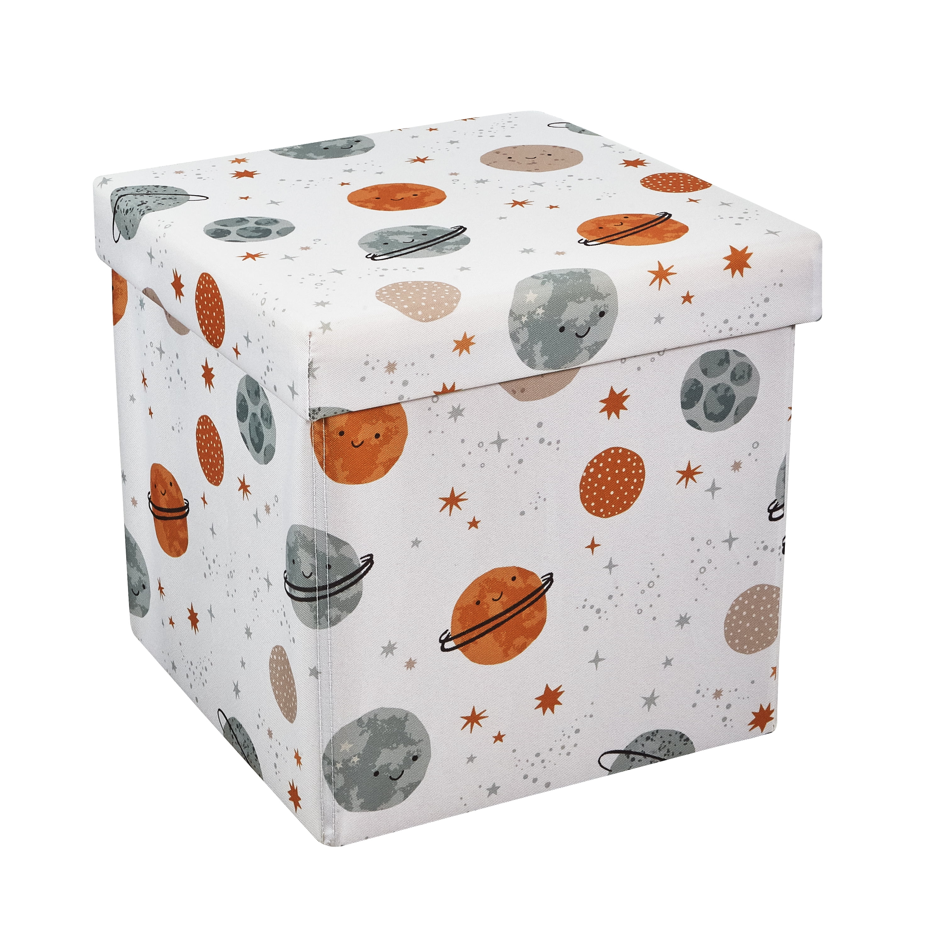 (2 pack) Kvell Kids 15 x 15 x 15 inches Collapsible Toy Storage Bin with Planet Design and Removable Lid