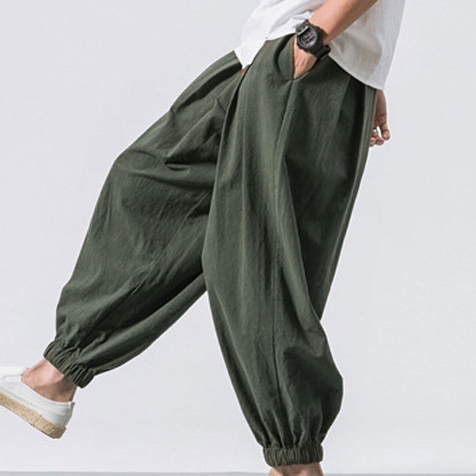 Mens Casual Loose Drawstring Hippie Pants Sports Baggy Wide Legs Harem  Trousers | eBay